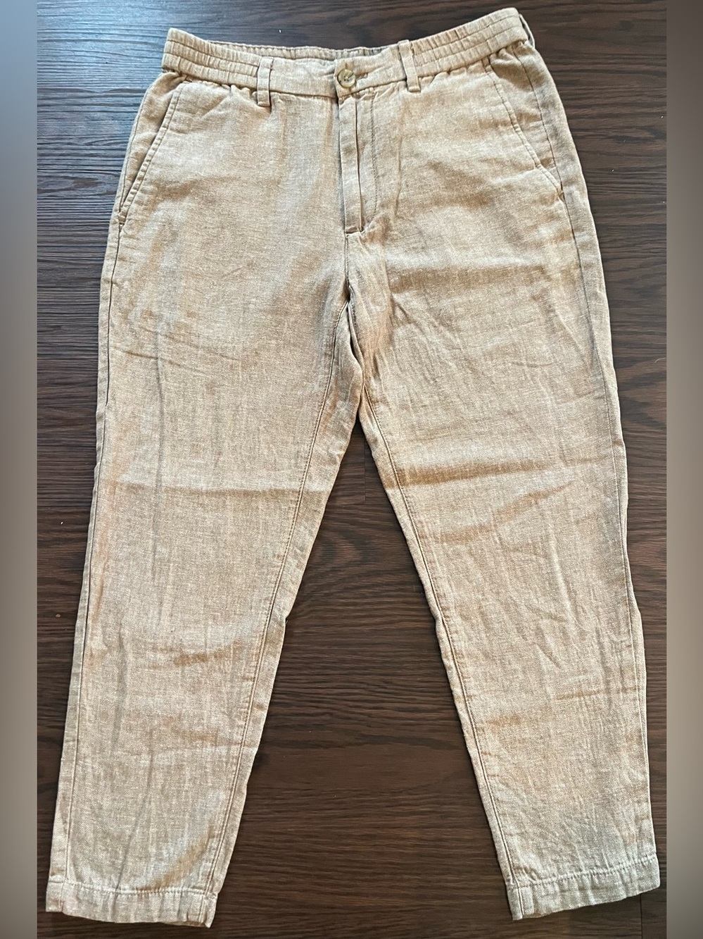 Banana Republic Pants Mens 31x30 Beige Linen Blend Mason Athletic Tapered Fit